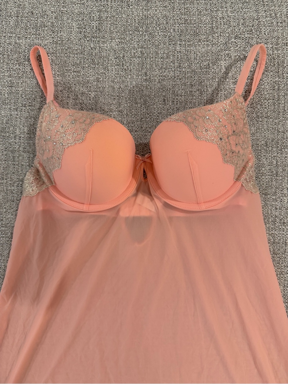 Victoria's Secret Peach Lace-Trim Chemise - Picture 7 of 11
